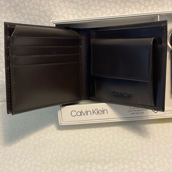 Calvin Klein Brown Slimfold Wallet with Key Fob - Picture 3 of 9